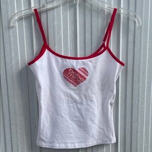 Bebe Red and White Camisole Top